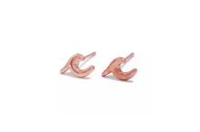 New Simple Geometric Small Wave Shape Stud Unisex Earrings-Rose Gold