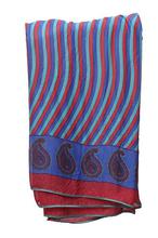 Printed blue red lining silk saree