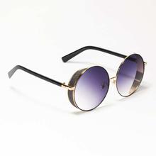 Oversized Round Black Metal Frame Sunglasses