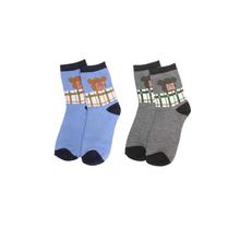 Combo Of 5 Pair Printed Socks For Kids -Brown/Grey/Red/Blue