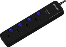 DIGICOM Surge Protector 4 Universal Extension Socket With Individual Switch & 2 USB Charging Port DG-S40 (Black)