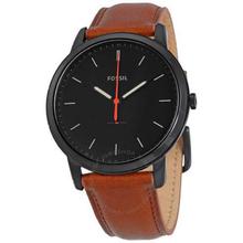 Fossil Watch Minimalist Black Dial Brown Leather Watch For Men- FS5305