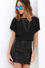 Black Fake Leather Mini Skirt For Women