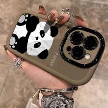 MissConnie Cartoon Funny Milk Tea Girl Cute Panda Phone Case Compatible for IPhone 11 15 14 13 12 Pro Max XR X XS Max