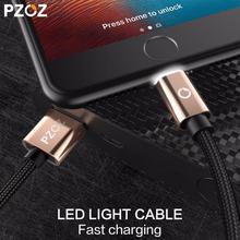 PZOZ LED Light Cable Fast Charger Mobile Phone 8 Pin USB Cable For iphone Xs Max Xr 6 s Plus X 8 7 5 SE 6s iPad charging cord 2m