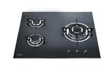 Alda BHA 163 IN 3 Brass Burner Auto Ignition Glass Automatic Gas Stove Cooktop - Black