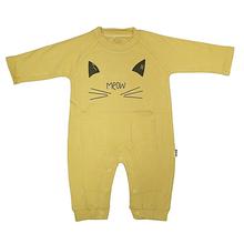 Yellow Meow Cotton Body Suit For Babies