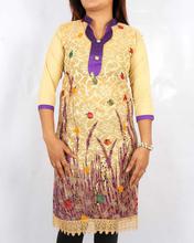 Saavya Design'S Women Beige/ Purple Kurti