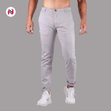 Nyptra Light Grey Stretchable Cotton Chinos For Men