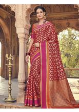 Stylee Lifestyle Red Banarasi Silk Jacquard Saree - 2074