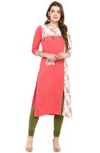 Women Floral Printed Straight Kurtis – Pink