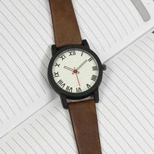 Brown Strap White Roman Dial Analog Watch (Unisex)