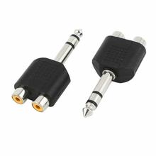 Convert single 6.5mm male plug to dual RCA female jack.