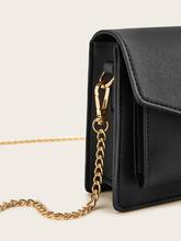 Solid Chain Flap Crossbody Bag