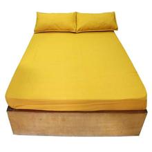 Mustard Solid King Size Bedsheet With 2 Pillow Covers
