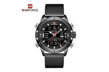 NaviForce NF9153 Multifunction Stainless Steel Digital/Analog Watch for Men- Black