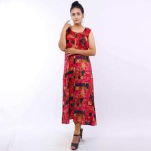 Pink Abstract Printed Sleeveless Kurta  For Women