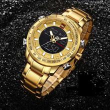 NaviForce NF9093 Stainless Steel Quartz Watch For Men- Golden/Black