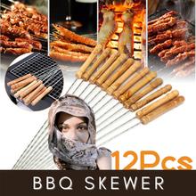 Meccion 12 Pcs Stainless Steel Barbeque Skewers