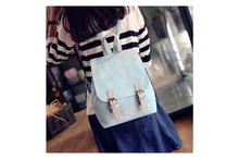 Korean Design PU Leather School Laptop Fashion Backpack-Blue (41001737)