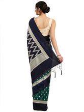 Stylee Lifestyle Blue Ikkat Silk Jacquard Saree-2141