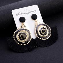 dangler Women eardrop Girls Ear Studs Hoop Openwork Style Big Circle Crystal Tassel Dangle Stud Earrings Fashion Jewelry