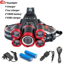 CREE 5*LED XML T6 Headlight 20000 Lumens 4mode Zoomable Headlamp