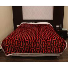 Red/Black Patterned Double Ply King Size Fur Blanket