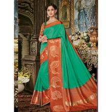 Stylee Lifestyle Green Art Silk Jacquard Saree  (1906)