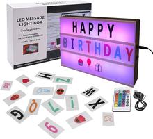 RGB Colorful Cinema Light Box Color Changing Light Up Message Board with Remote