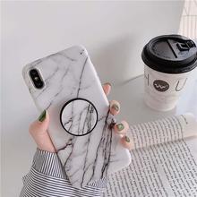 Marble Bracket Soft TPU Back Cover With POP Socket For Iphone XS Max