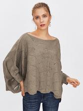 Loose Knit Scalloped Dolman Sweater