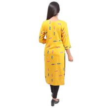 Yellow Round Neck Designed Kurti For Women