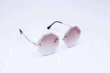 EAST Rimless Mirrored Hexagon Shaped Sunglass For Women- Shaded Black