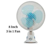 3 In 1 Angle/Adjustment 2 Speed Desk/Clip/Wall Fan (8 Inch)- HJ-180