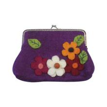 Felt Floral Patched Clutch Bag For Women