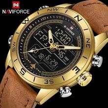 NAVIFORCE  Nf9144 Luxury Brand Army Military Leather Strap Fashion Sports Men Dual Display Watches Waterproof Wristwatch