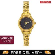 Titan Black Dial Gold Strap Analog Watch For Women - (2401YM03)