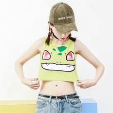 Pokemon Crop Top Women Camis Pikachu Squirtle Bulbasaur