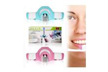 Plastic Automatic Toothpaste Dispenser and 4 Toothbrush Holder for Home Bathroom-Pink