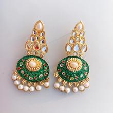 Gold oxidized designer pearl embellished beautiful earrings