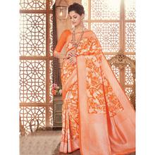 Stylee Lifestyle Orange Banarasi Silk Jacquard Saree - 2117