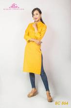 Yellow Mandarin Collared Rayon Kurti For Women - Bc 864
