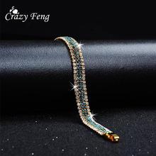 Fashion Brand Designer Charming Bride Wedding Crystal Bracelet Women Jewelry Shiny Rhinestone Chain Bracelet for Female 2018 New