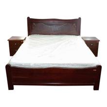 Sunrise Furniture Pine Wood Queen Size Bed With 2 Side Table - Walnut