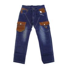 Blue/Brown Denim Multi Pockets Jeans For Boys