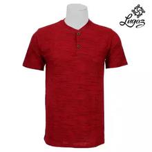 Neck Button Textured T-Shirt For Men- Red