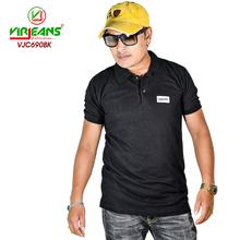 Virjeans Black Polo Neck T-shirt for Men (VJC 690)