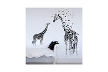 Giraffe Butterfly Silhouette Wall Sticker