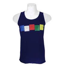 Navy Tibetan Prayer Flag Printed Tank Top For Men